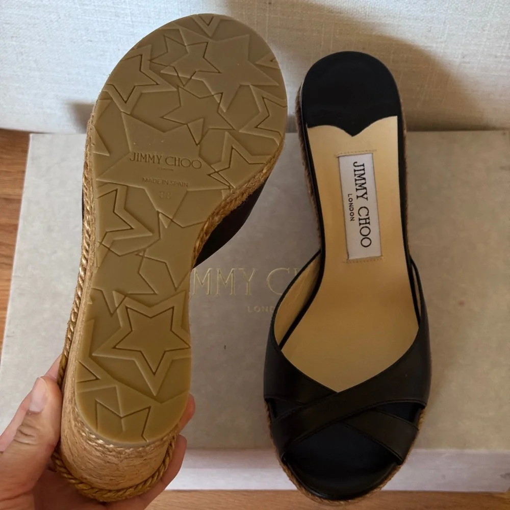 Jimmy Choo‎ Almer Cork Wedge Sandal (Women) Size 38